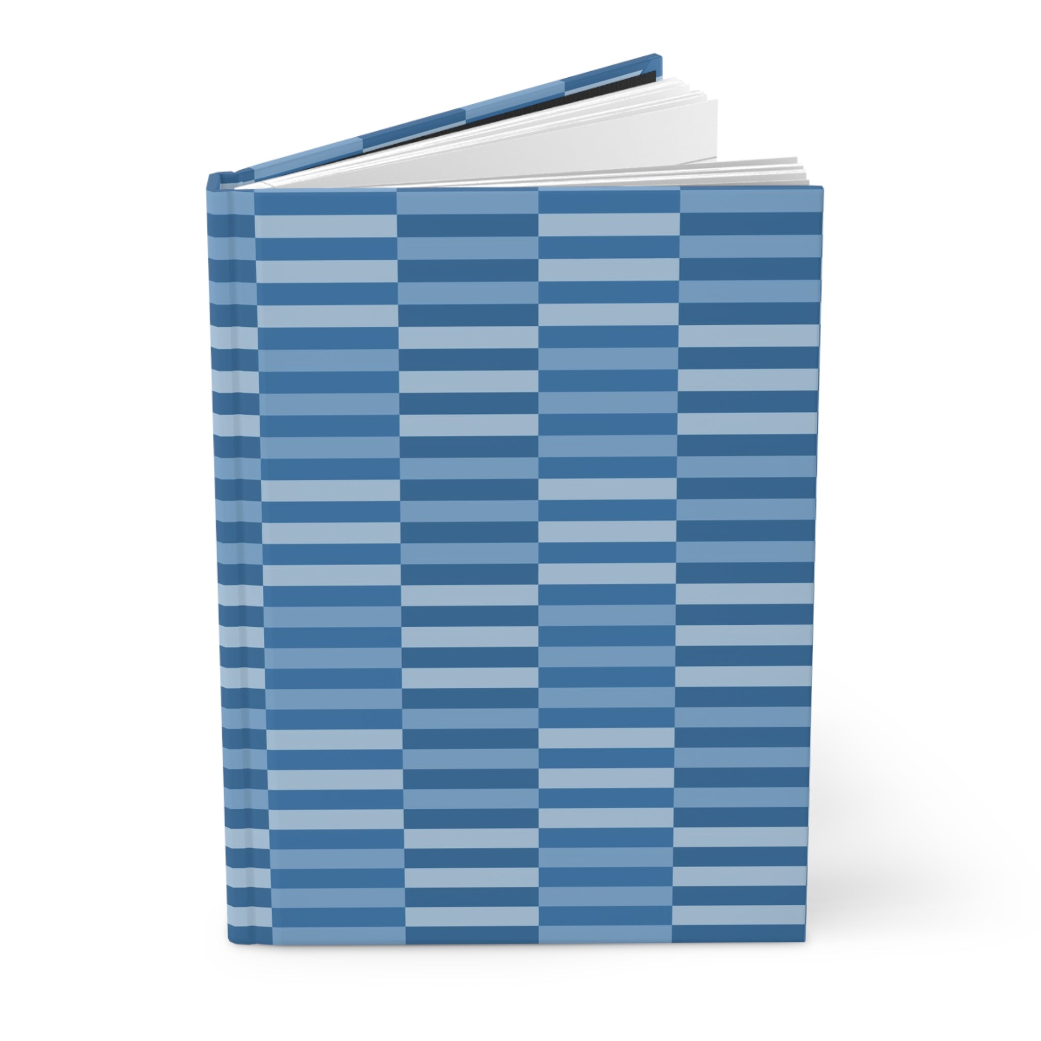 Hardcover Journal Blue Checkerboard Stripes